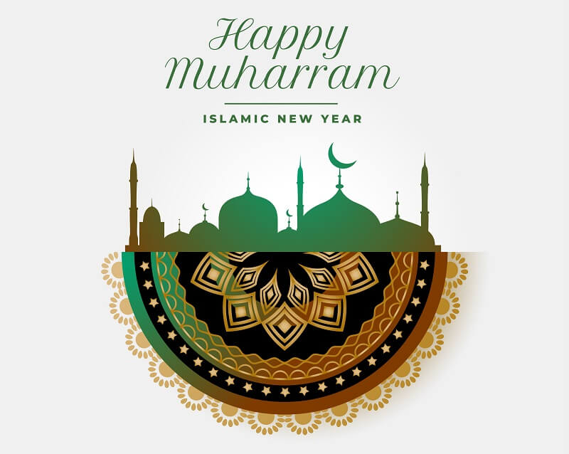 Happy muharram background with islamic decoration