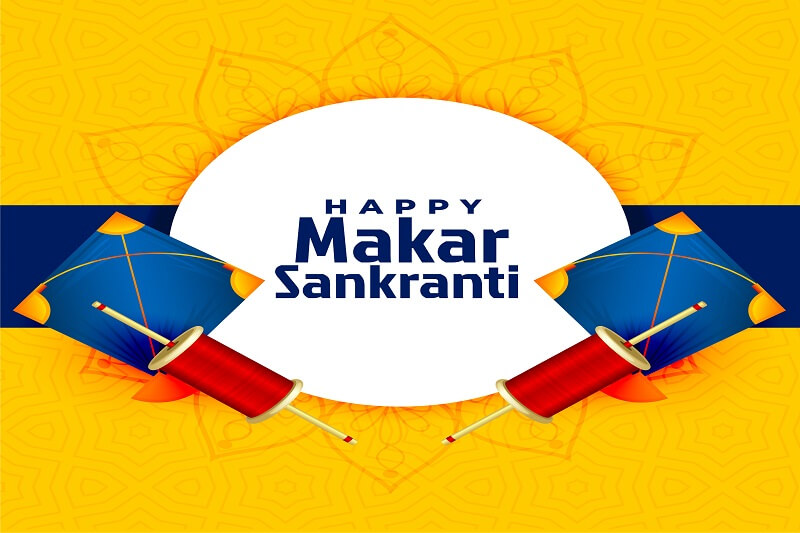 Happy makar sankranti festival card with kite design