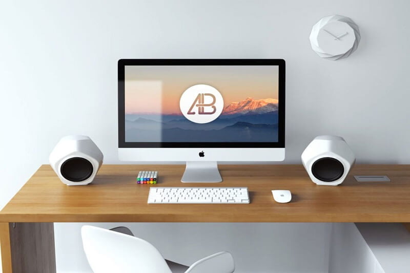 5k iMac Workspace Mockup