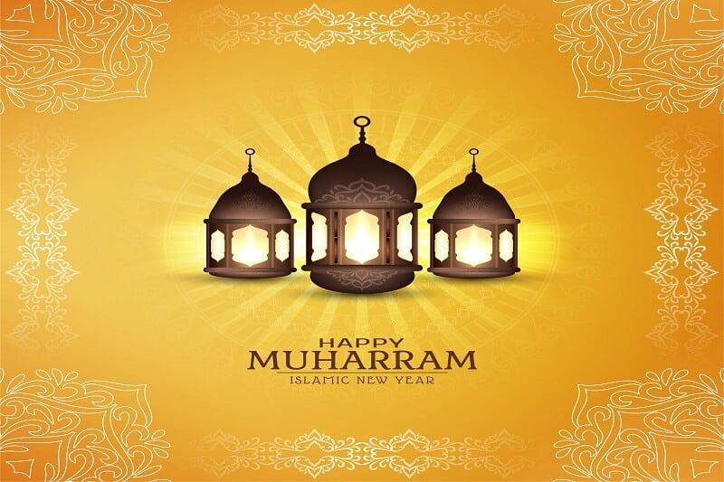 Abstract happy muharram religious card
