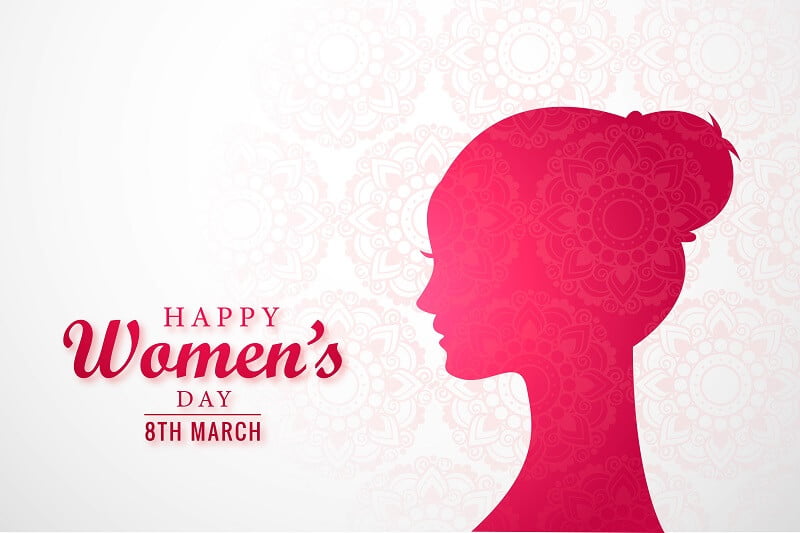 Beautiful female face womens day card background