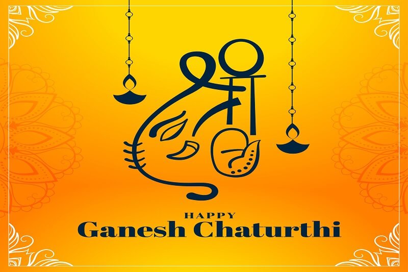 Beautiful ganesh chaturthi festival card in yellow color