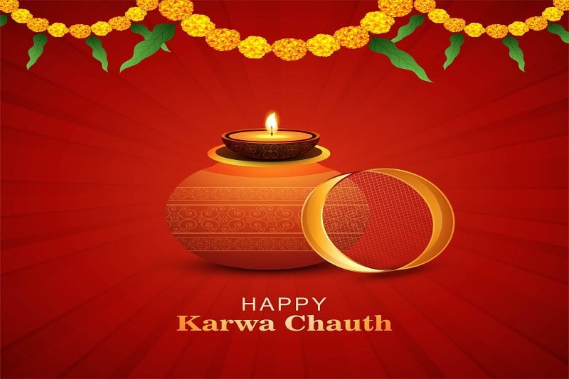 Beautiful karwa chauth festival card background