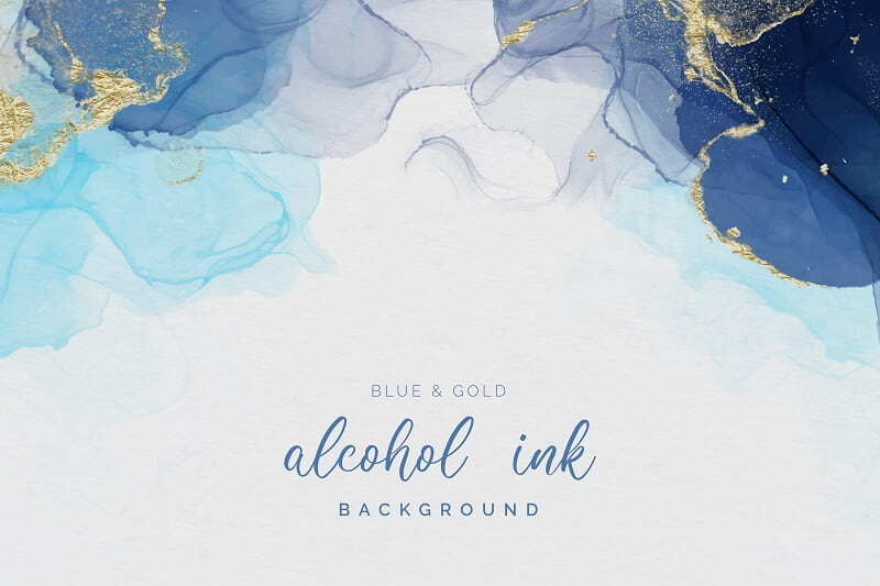 Blue & gold alcohol ink background