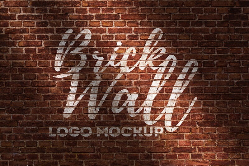 Brick Wall Logo Mockup Free