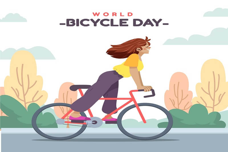 Cartoon world bicycle day illustration