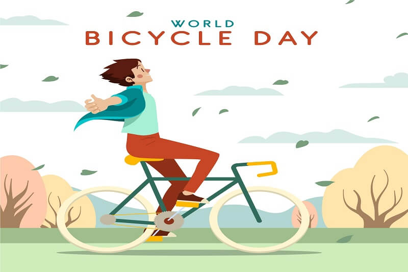 Cartoon world bicycle day illustration