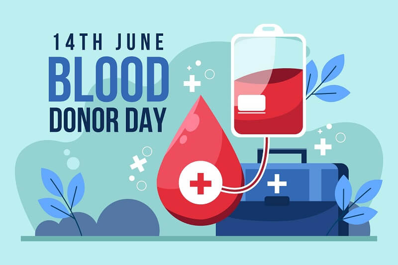Cartoon world blood donor day illustration