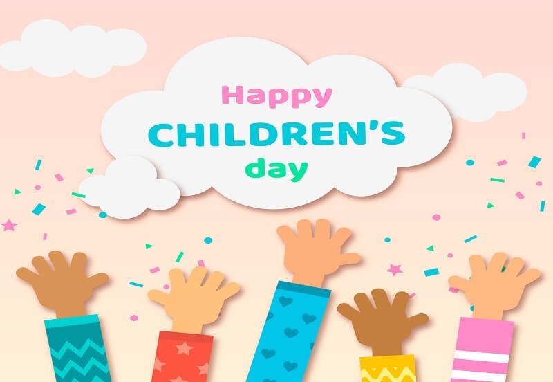 Childrens day flat hands collection