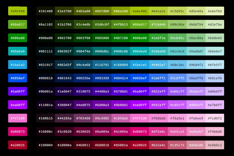Color Palettes With Shades