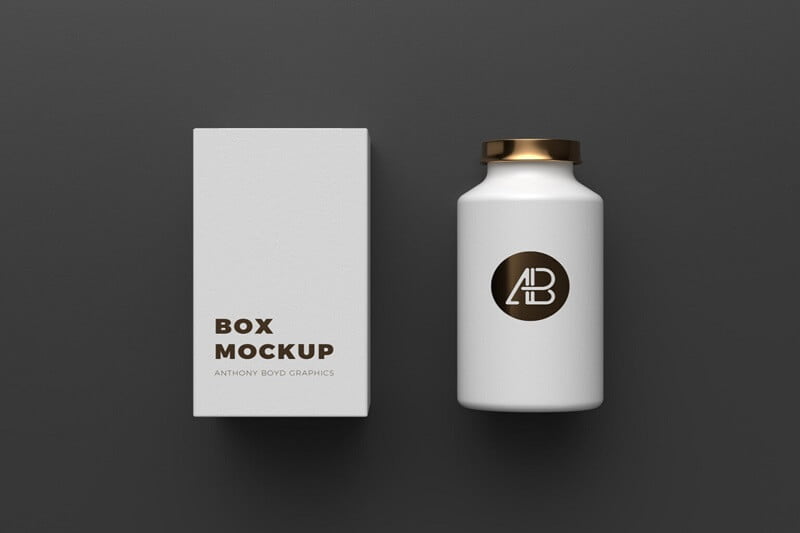 Cosmetics Bottle with Box Mockup