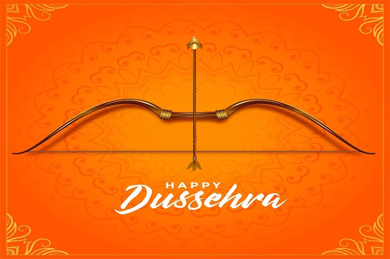 Cultural happy dussehra bow and arrow festival greeting card