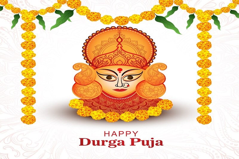 Decorative flower for happy durga pooja indian festival card