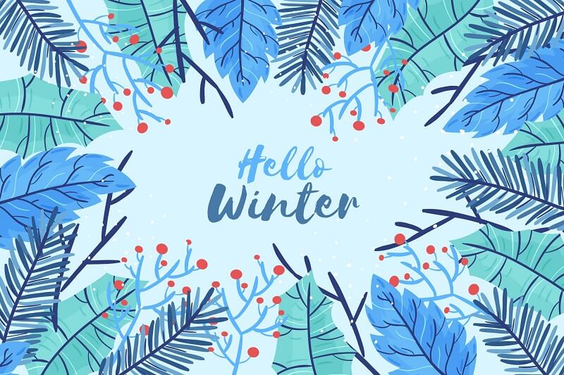Drawn winter wallpaper with hello winter message