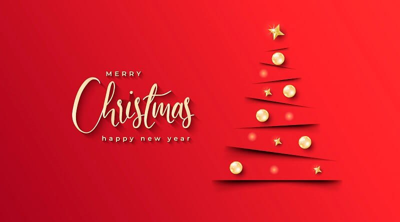 Elegant-chritmas-banner-with-minimalistic-christmas-tree-and-red-background-Free-Vector