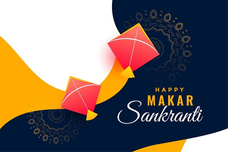 Festival background for makar sankranti with flying kites