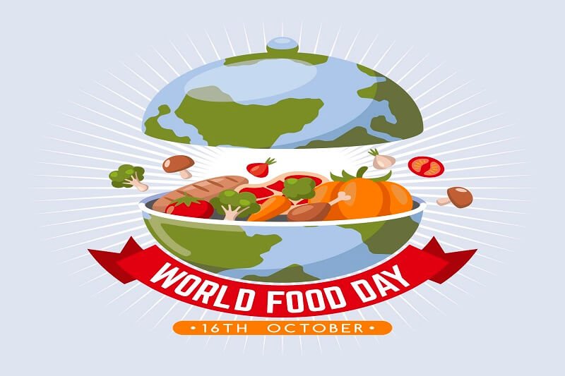 Flat world food day concept
