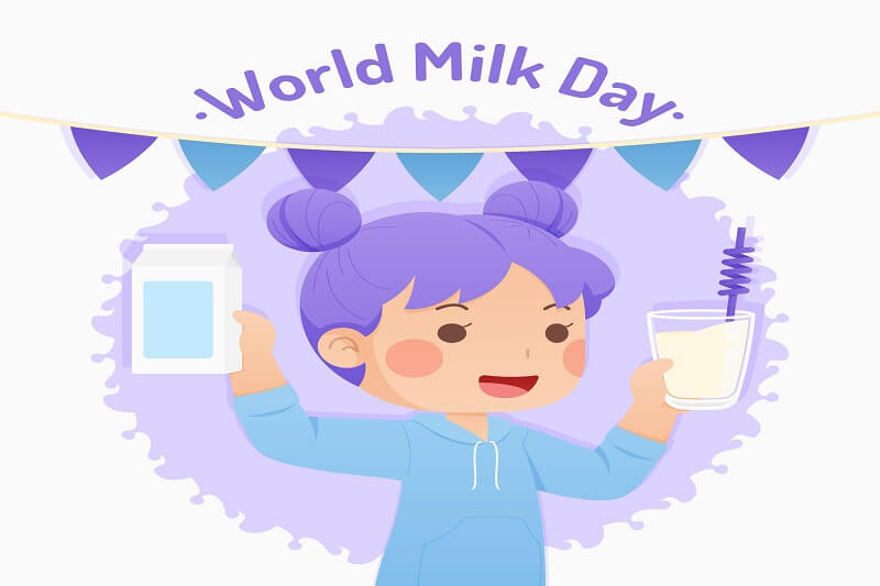 Flat world milk day illustration