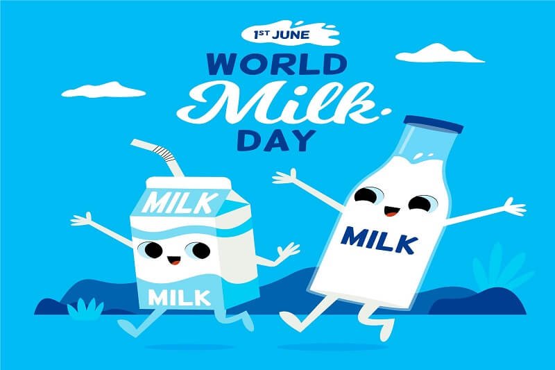 Flat world milk day illustration