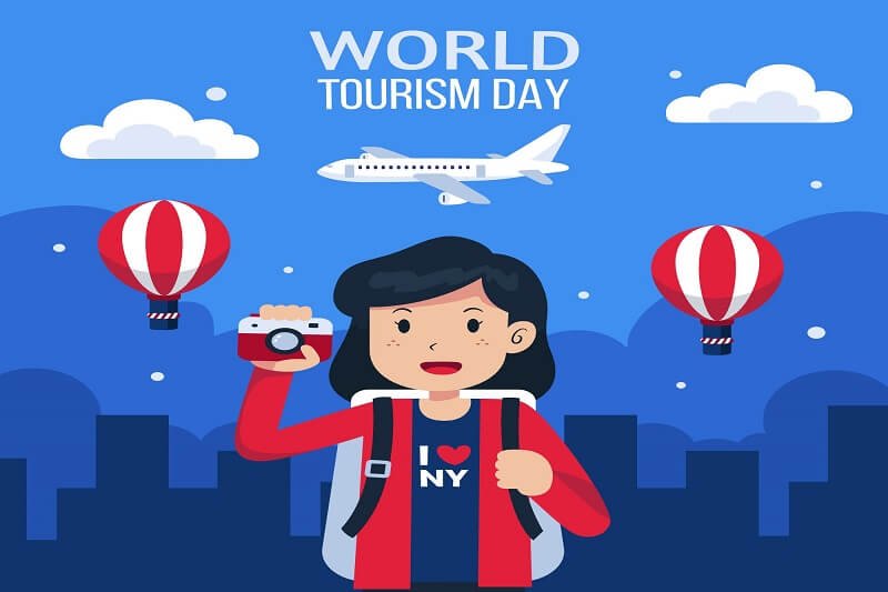 Flat world tourism day background