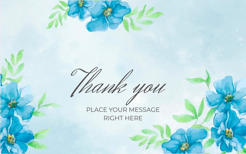 Floral blue banner with thank you