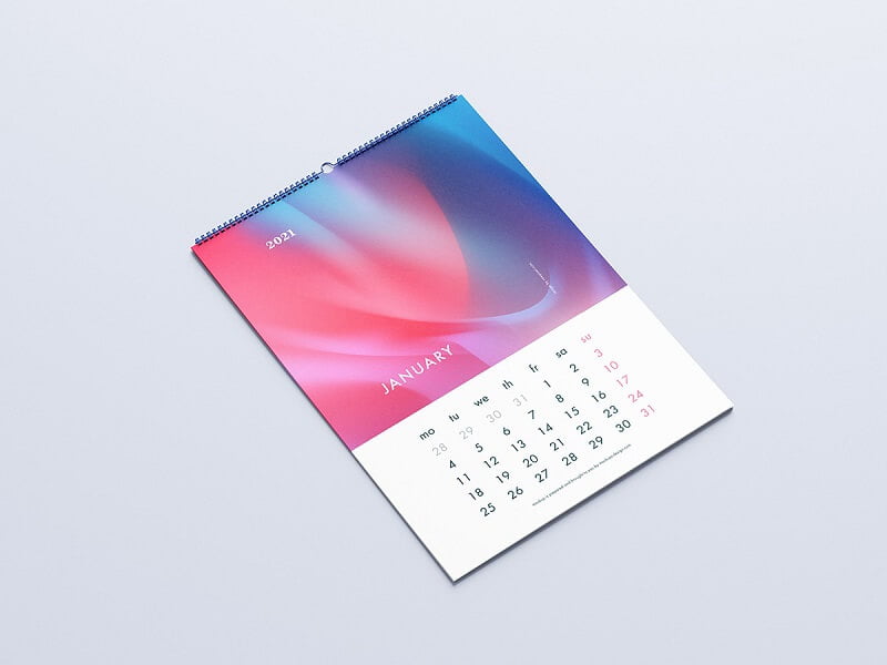 Free A3 wall calendar mockup