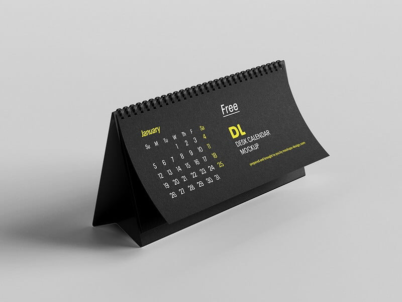 Free DL desktop calendar mockup