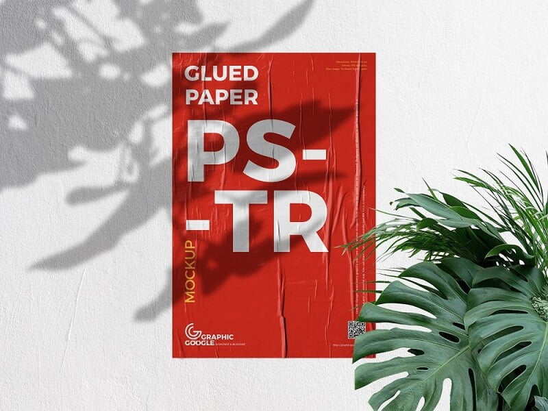 Free Glued Poster Mockup on a Concrete Wall: Free Posters Mockups