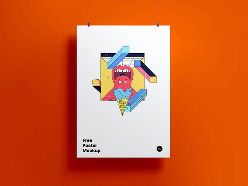 Free Hanging Poster Mockup