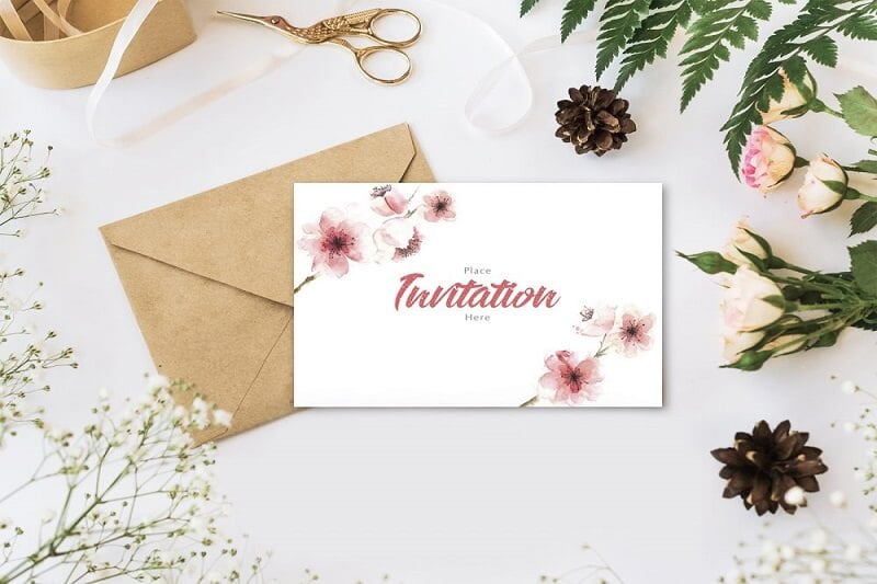 Free Invitation Mockup with Envelope