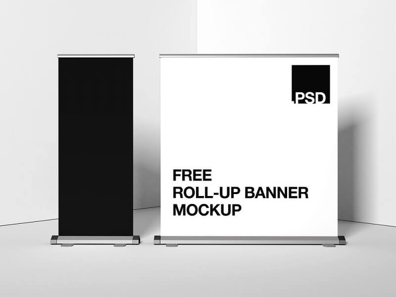 Free Roll-Up Stand Banner Mockup