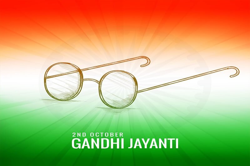 Gandhi jayanti with sketch spectacles indian color theme