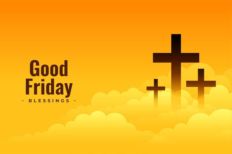 Good friday poster design with cross and clouds