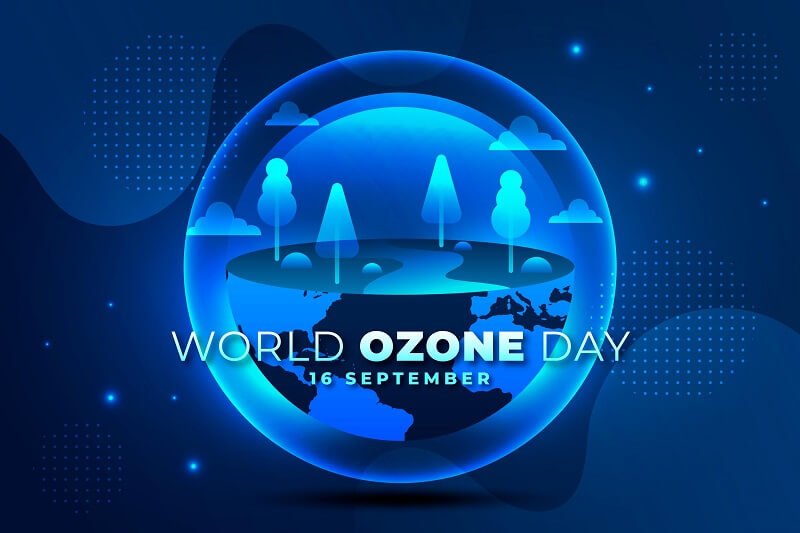 Gradient world ozone day background