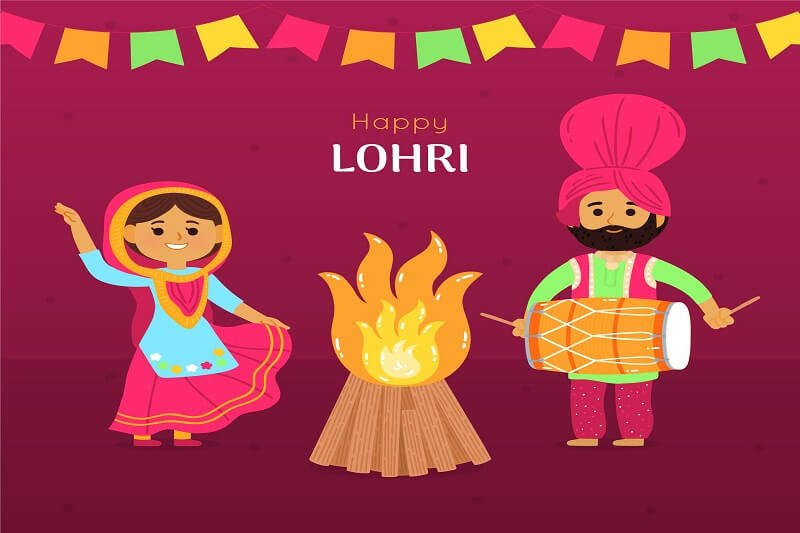Hand drawn lohri festival