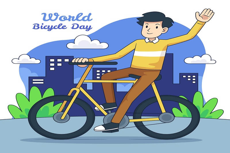 Hand drawn world bicycle day illustration