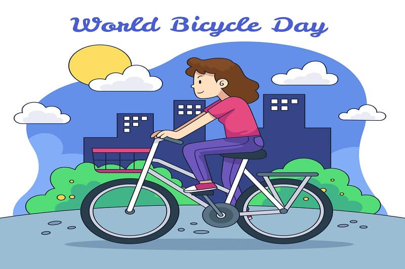 Hand drawn world bicycle day illustration