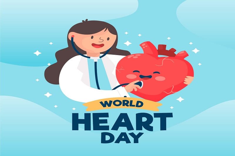 Hand drawn world heart day with doctor