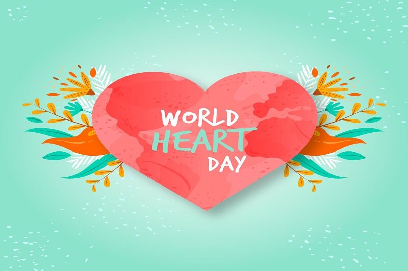 Hand drawn world heart day with heart