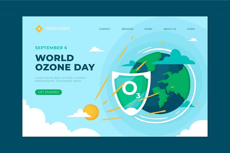 Hand drawn world ozone day landing page template (2)