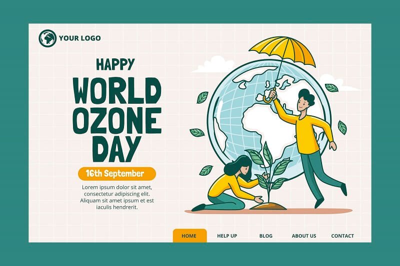 Hand drawn world ozone day landing page template