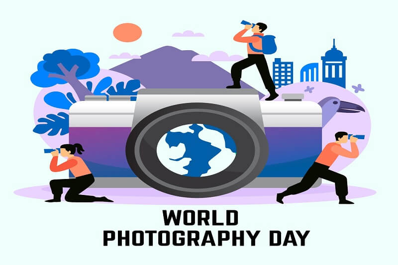Hand drawn world photography day illustration