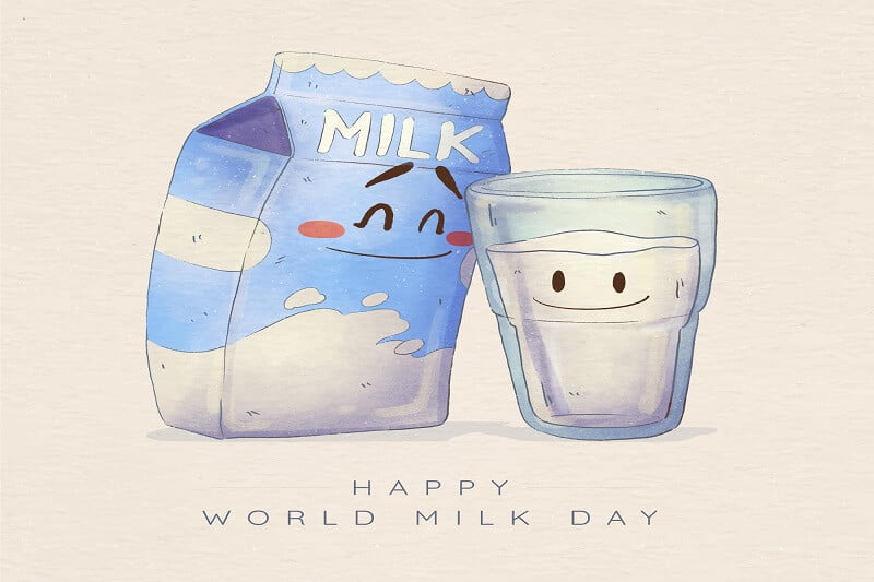 Hand painted watercolor world milk day illustration