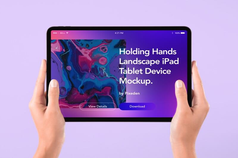 Hands holding iPad Pro Mockup