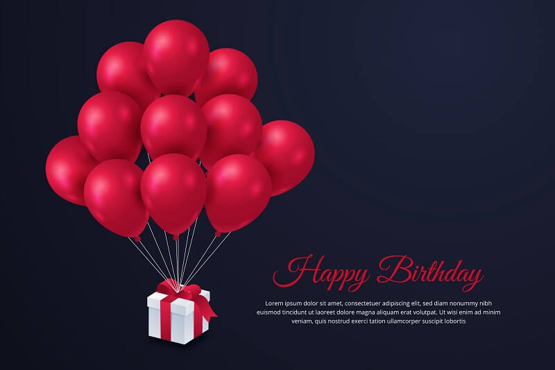 Happy birthday background with balloons and gift