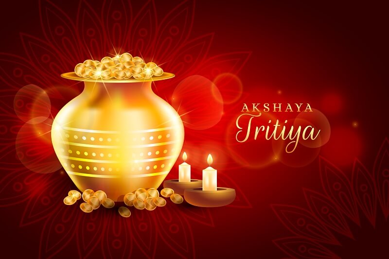 Happy celebration akshaya tritiya day and golden coins