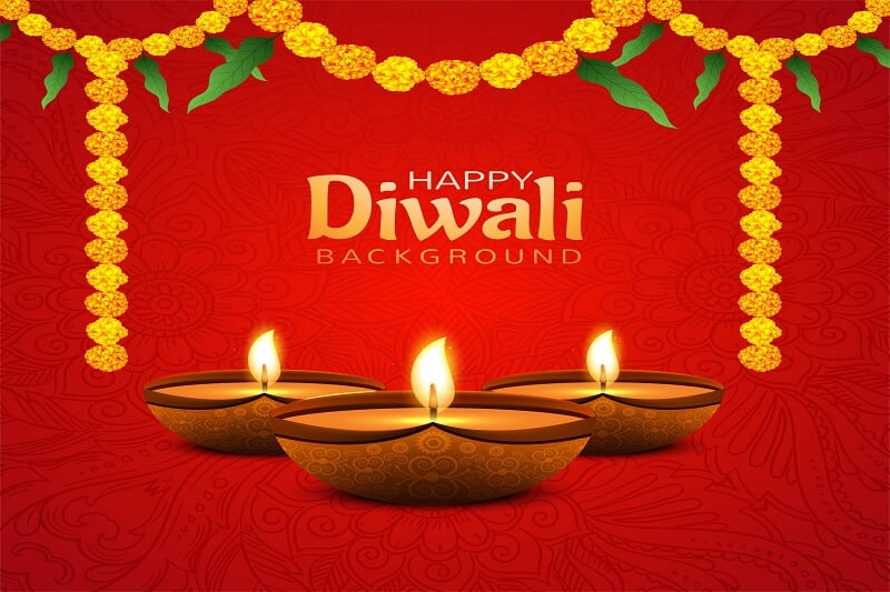 Happy diwali background with decorative flower background