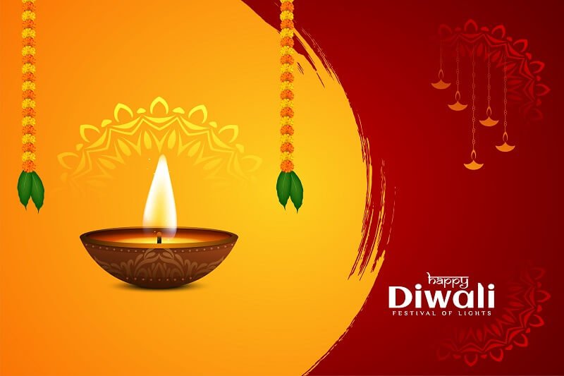 Happy diwali festival ethnic background with diya