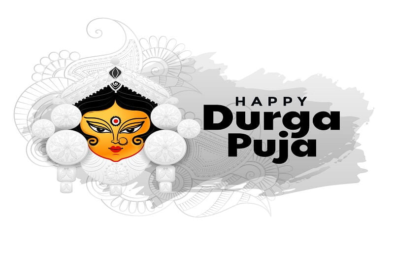 Happy durga pooja hindu festival greeting card