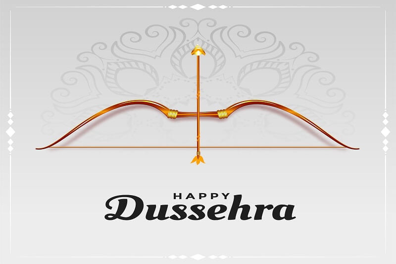 Happy dussehra bow and arrow card design